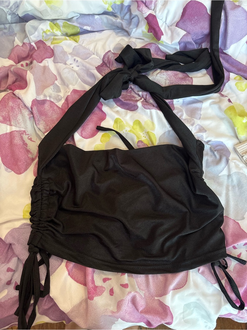 SHEIN Black Halter Top with Tie Back